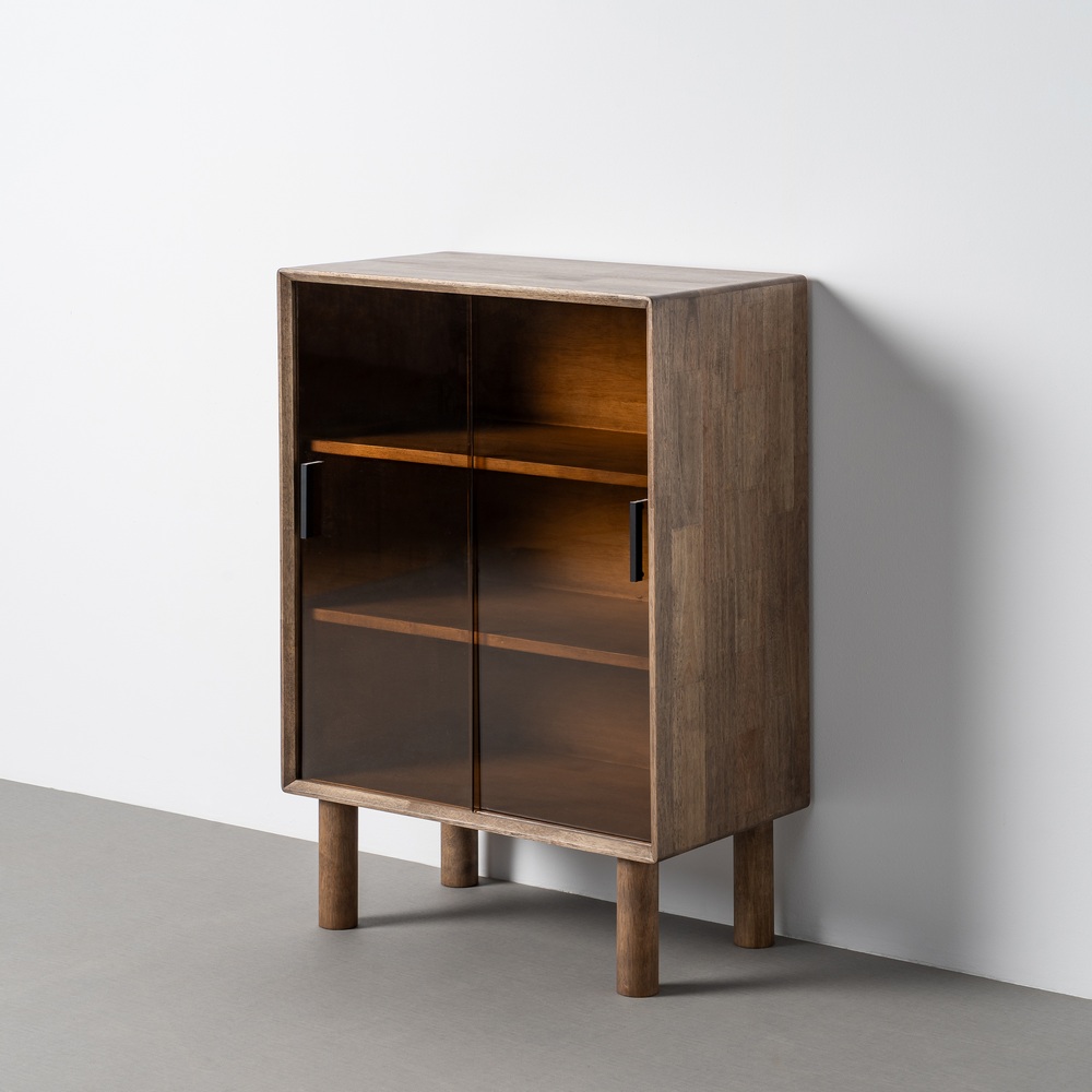 VITRINA MARRON MADERA-CRISTAL AMYN - Imagen 9
