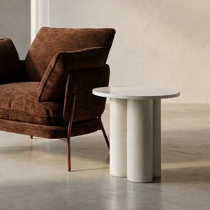 MESITA BLANCA MARMOL METAL