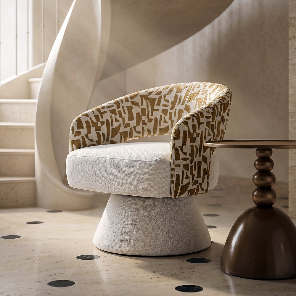 SILLON GIRATORIO CREMA ESTAMPADO
